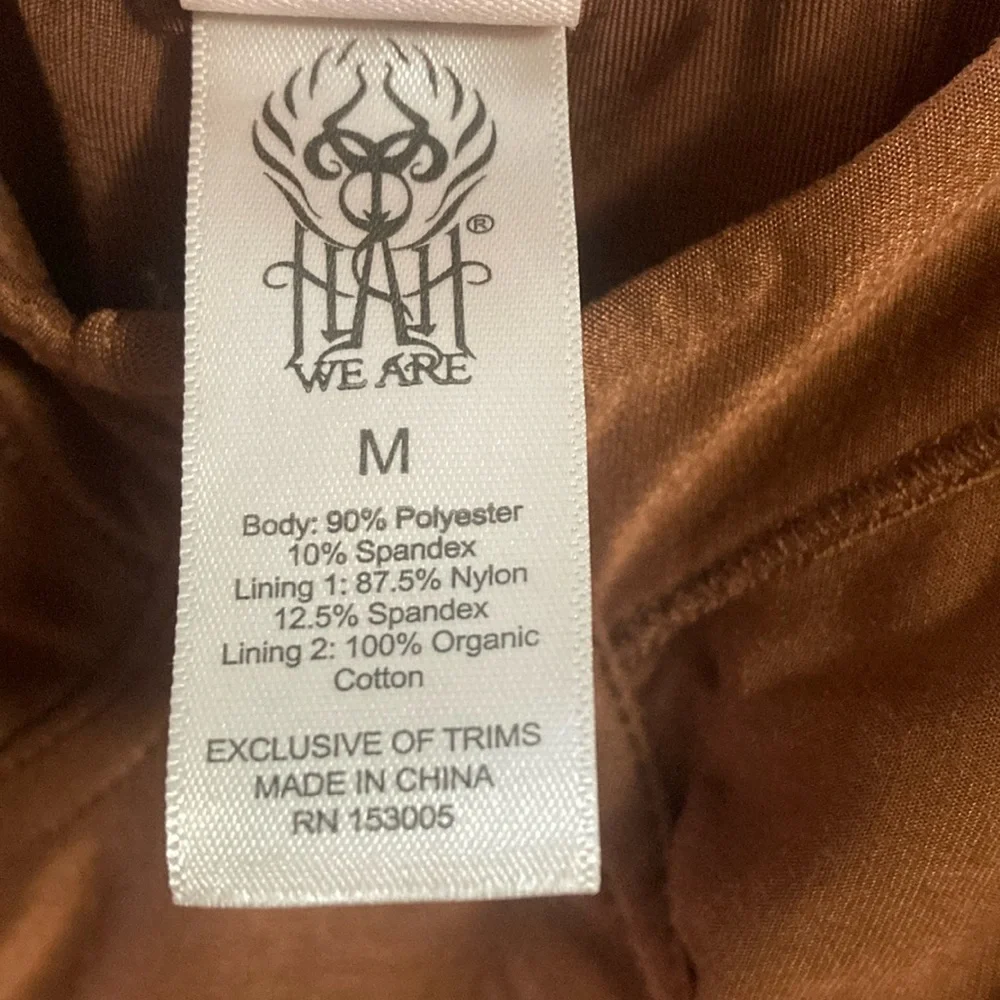 HAH We Are Brown Bodysuit One Piece with Scoop Neck and High-Cut Legs - Picture 3 of 9